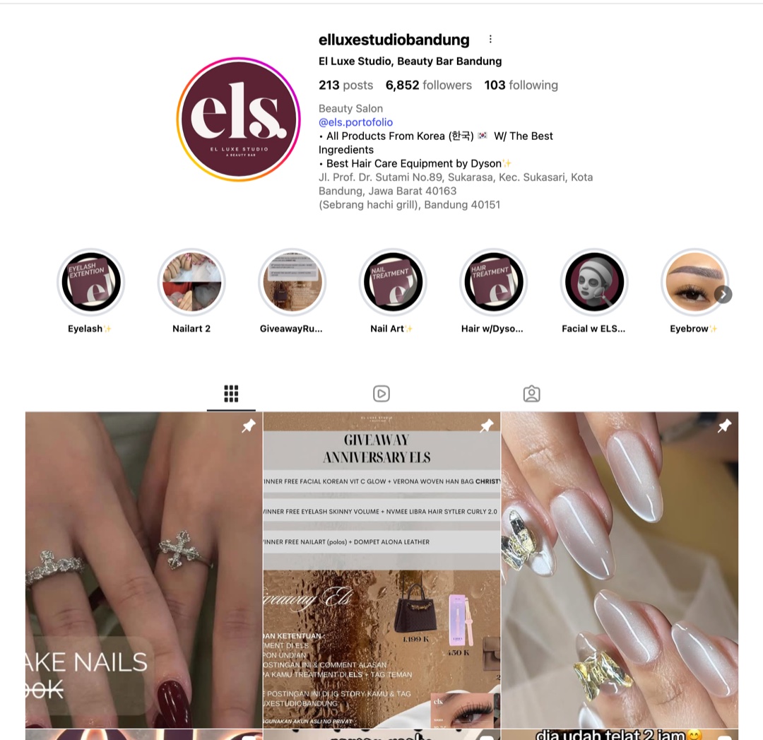 El Luxe Studio, Instagram social media & branding design